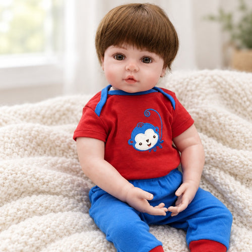 Eli 19 inch reborn baby boy doll with two outfits
