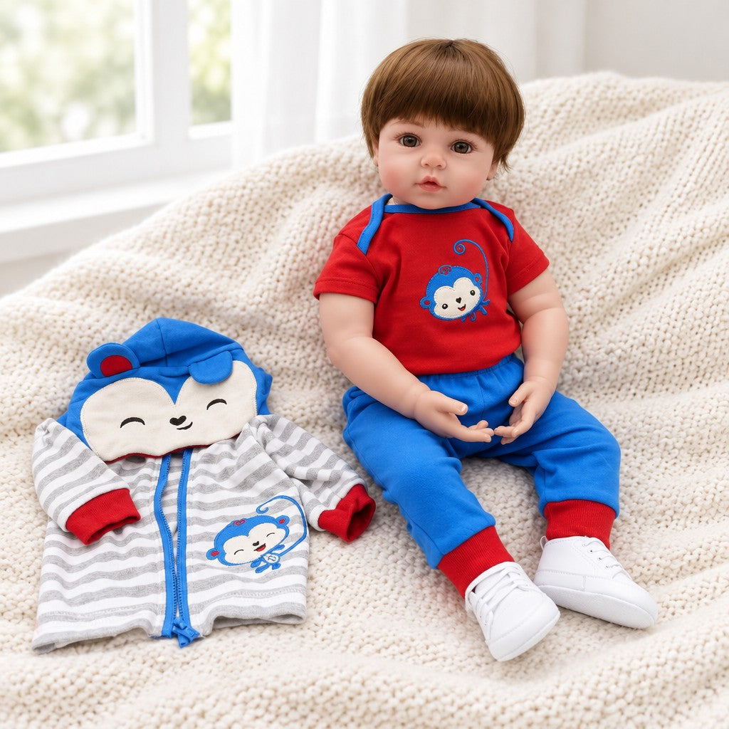 Eli 19 inch reborn baby boy doll with two outfits