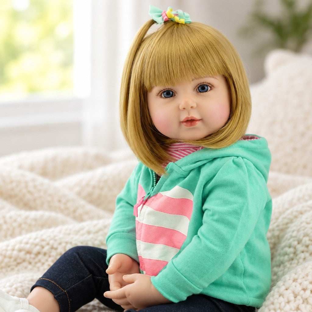 Hazel 19 inch reborn baby doll with her blonde bob