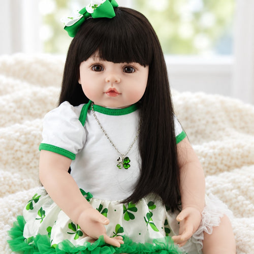 Ivy 19 inch reborn baby doll in her clover dress