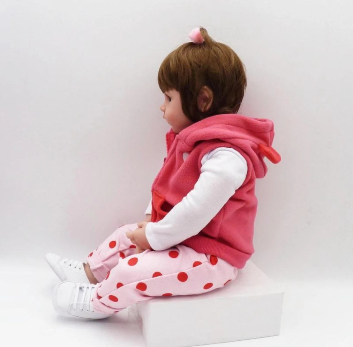 Josie 19 inch reborn baby doll with her giraffe