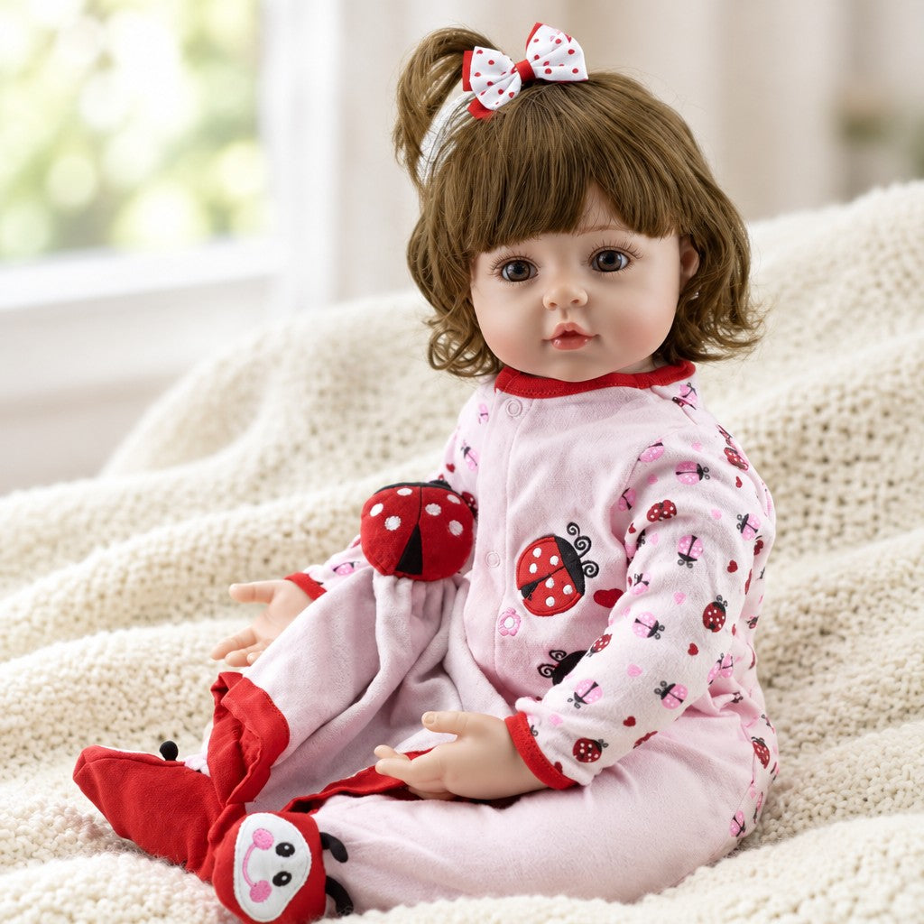 Maisie 19 inch reborn baby doll in her pink pajamas