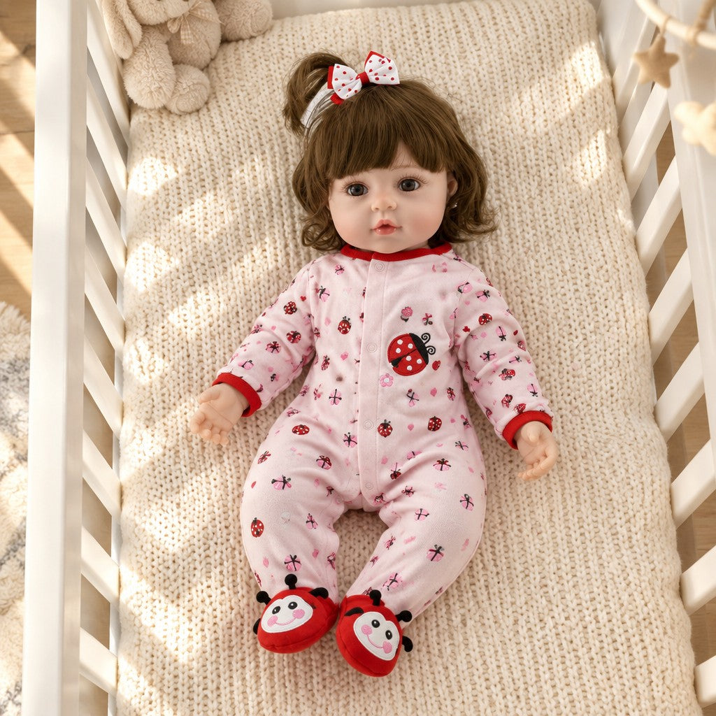 Maisie 19 inch reborn baby doll in her pink pajamas