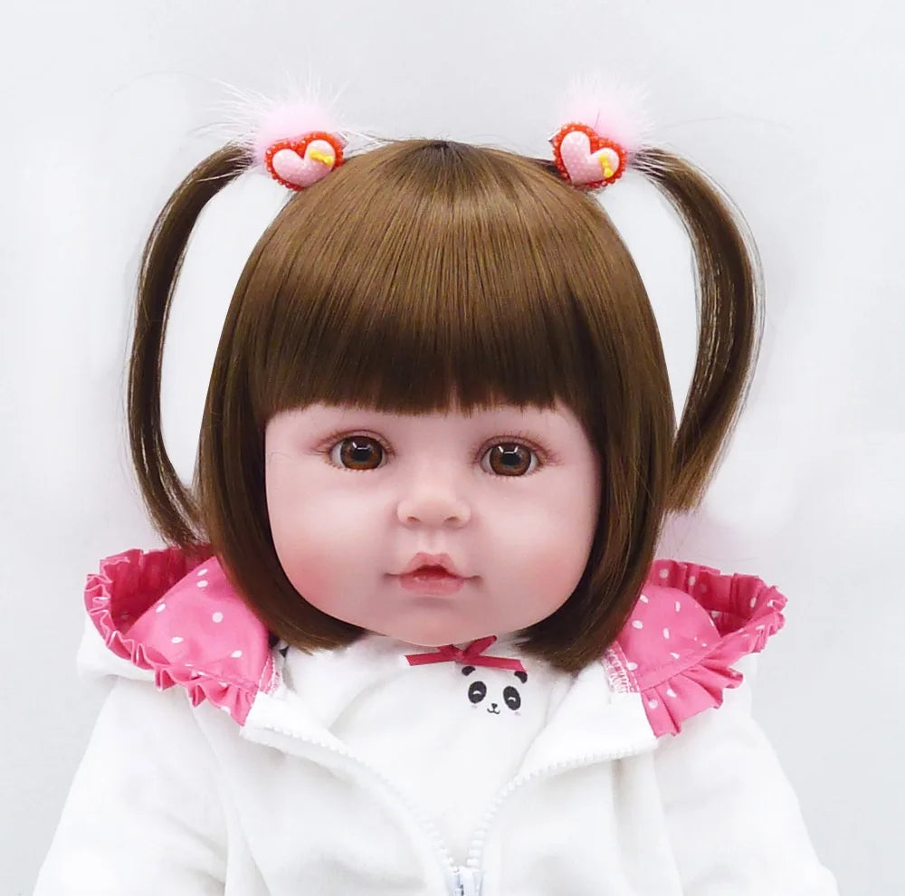 Poppy 19 inch reborn baby doll in her panda hoodie