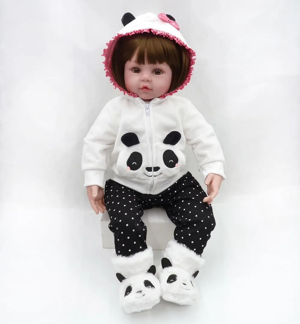 Poppy 19 inch reborn baby doll in her panda hoodie